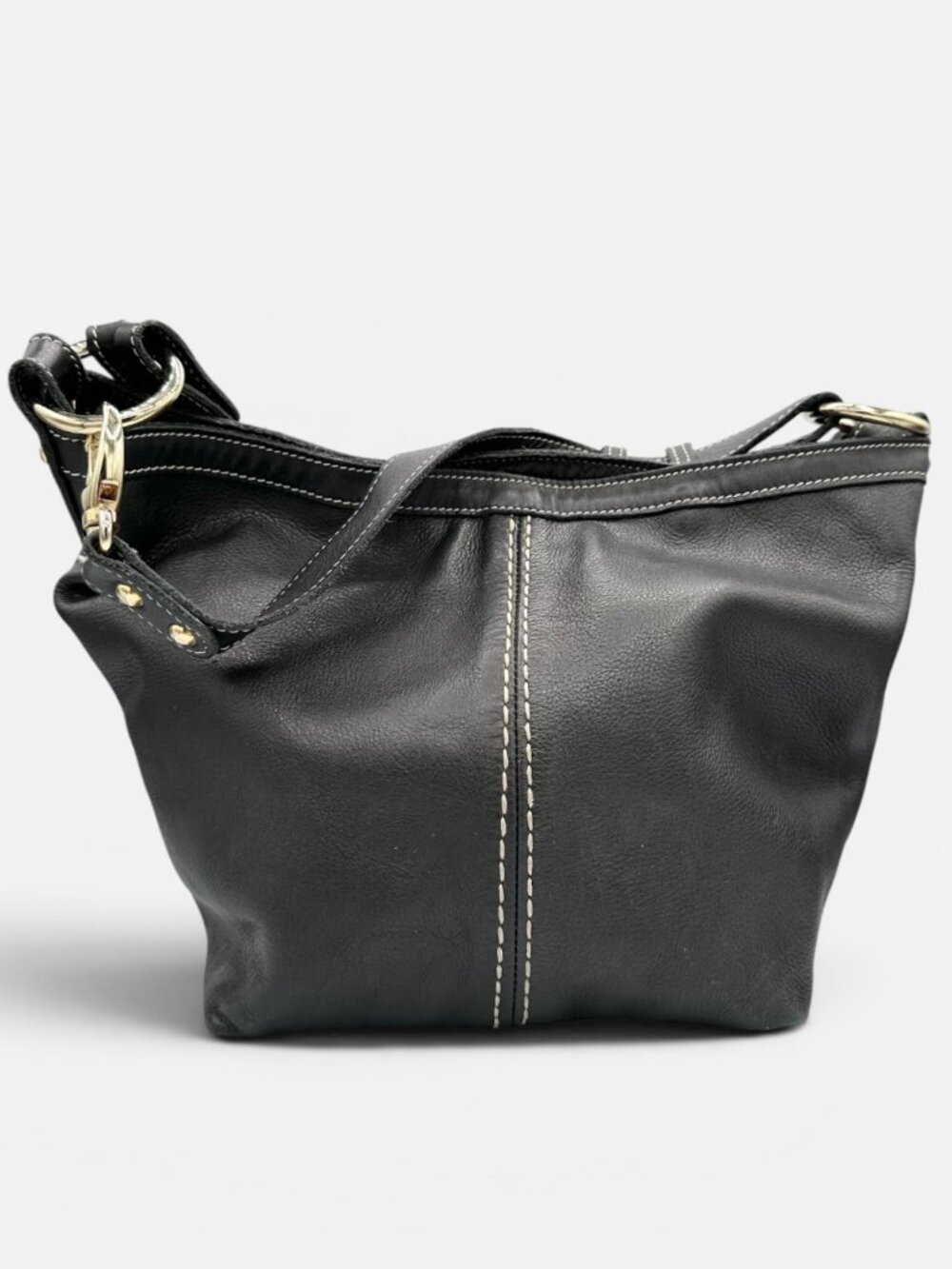 Roots Black Leather Hobo Bag